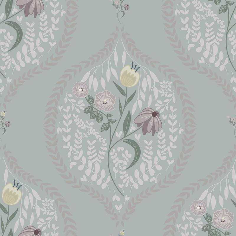 Bild på Flower bouquet in ogee Light Green - 1032601-10