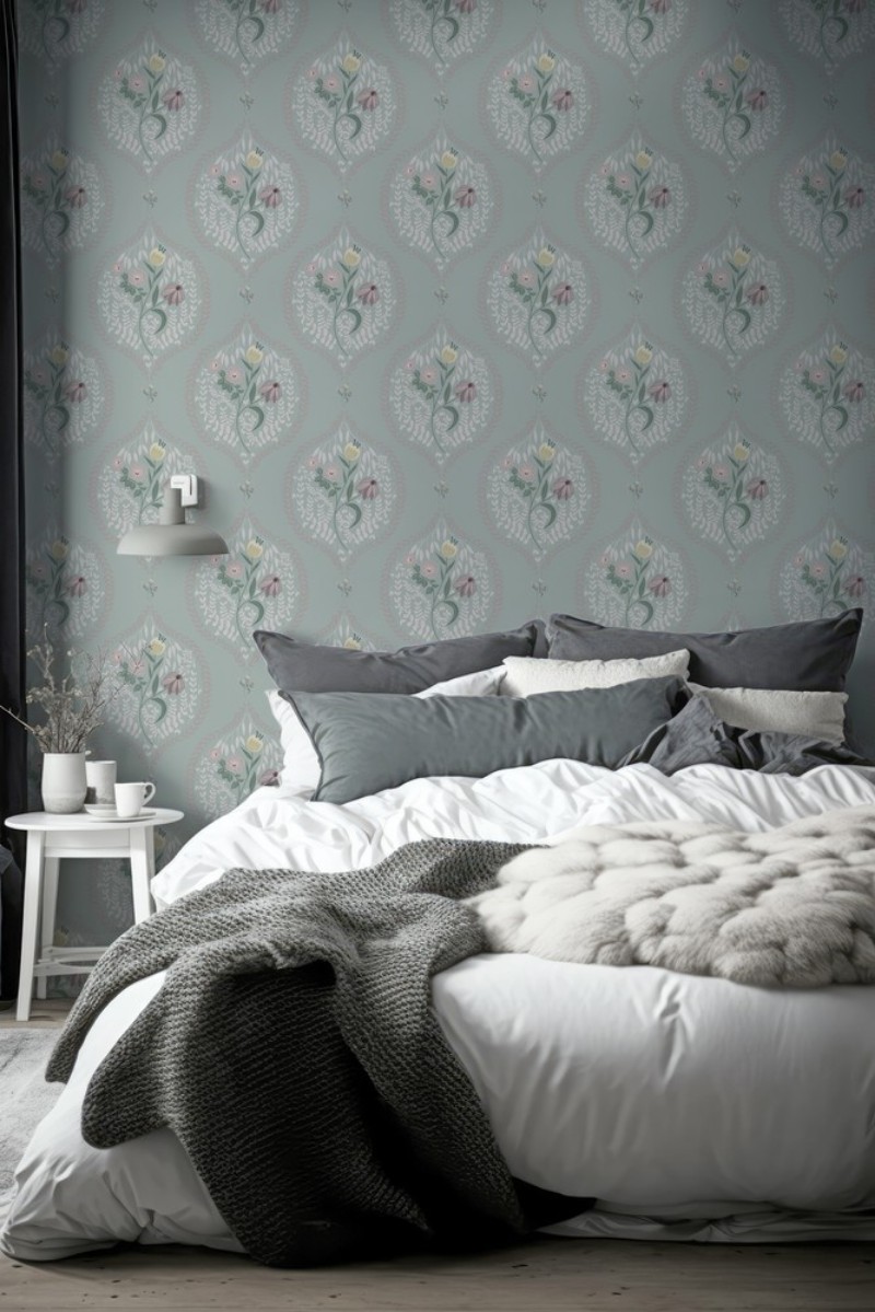 Picture of Farvesammensætning Flower bouquet in ogee Light Green - 1032601-10 - 09410-01