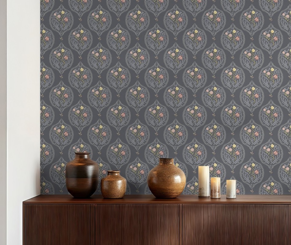 Picture of Flower bouquet in ogee Dark Blue - 1032601-11