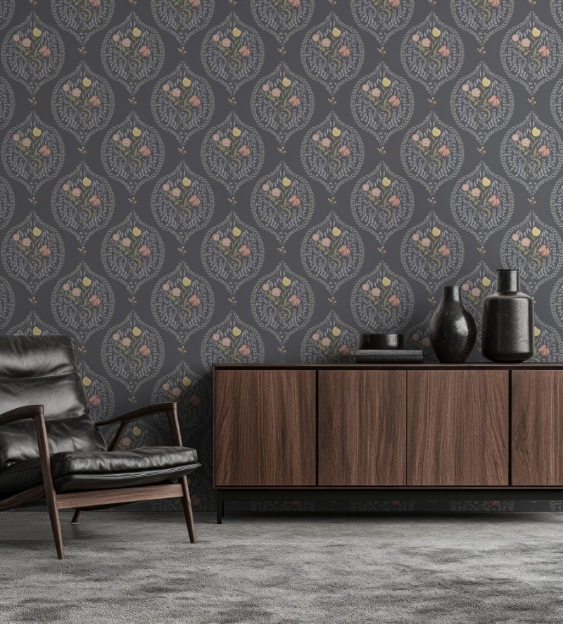 Picture of Flower bouquet in ogee Dark Blue - 1032601-11