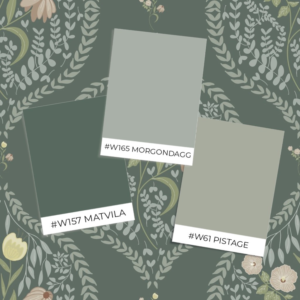 Picture of Flower bouquet in ogee Dark Green - 1032601-12
