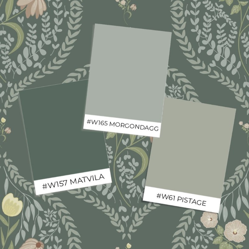 Picture of Fargesammensetning Flower bouquet in ogee Dark Green - 1032601-12 - 09412-01