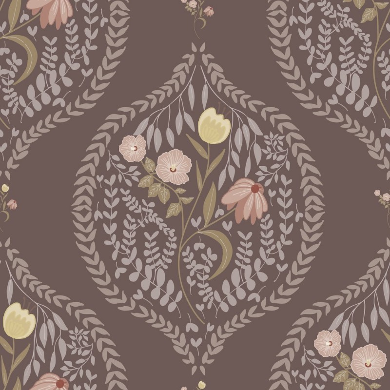 Bild på Flower bouquet in ogee Brown - 1032601-13