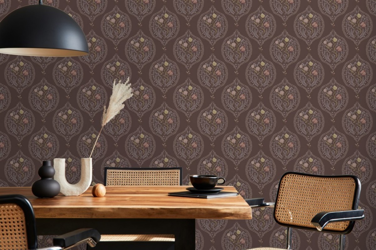 Picture of Flower bouquet in ogee Brown - 1032601-13