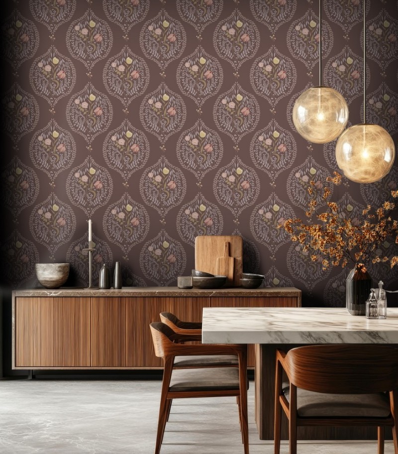 Picture of Flower bouquet in ogee Brown - 1032601-13