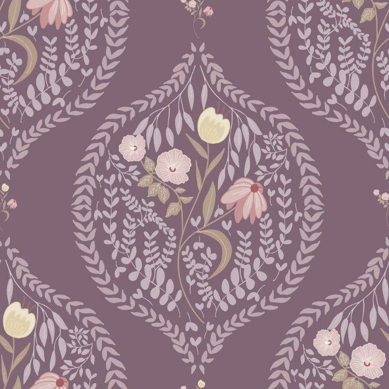 Bild på Flower bouquet in ogee Dark Pink - 1032601-14