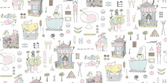 Stig Lindberg Krakel Spektakel wallpaper Boråstapeter