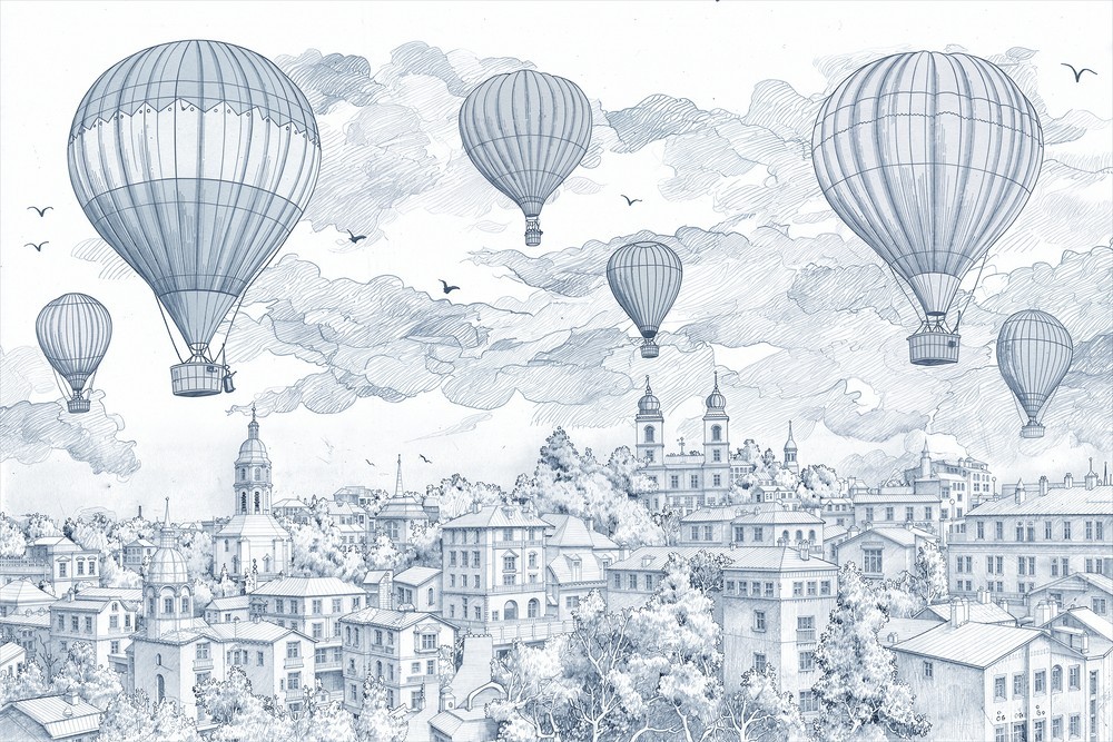 Picture of Ballon Flight Over City I