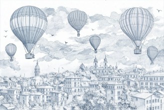 Picture of Ballon Flight Over City I