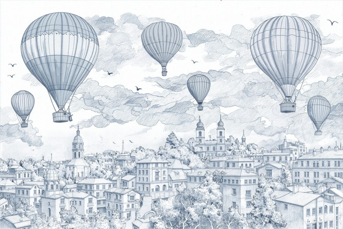 Picture of Ballon Flight Over City I