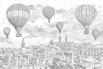Picture of Ballon Flight Over City II