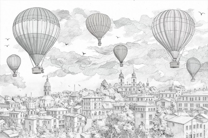 Afbeeldingen van Ballon Flight Over City II