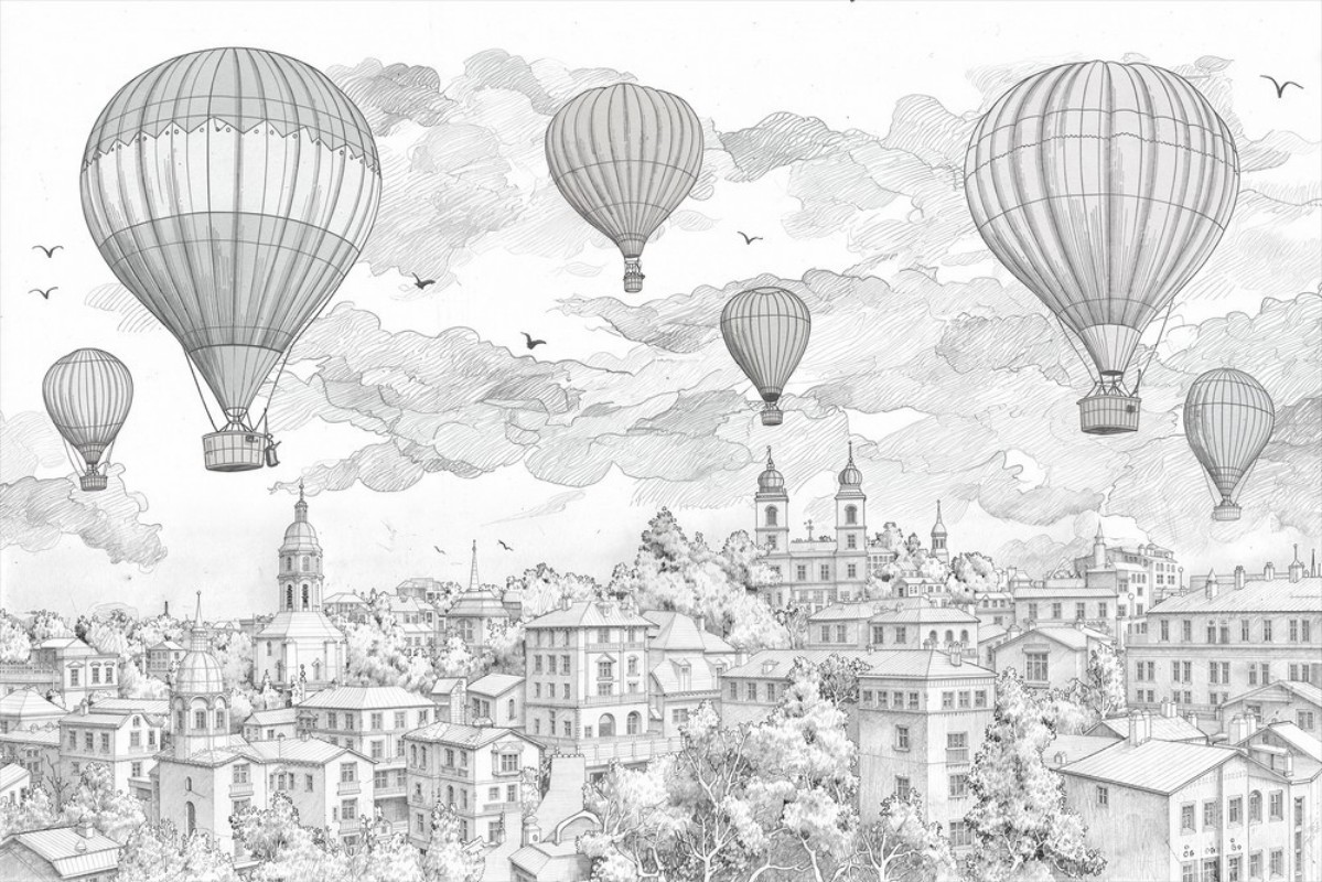 Picture of Ballon Flight Over City II