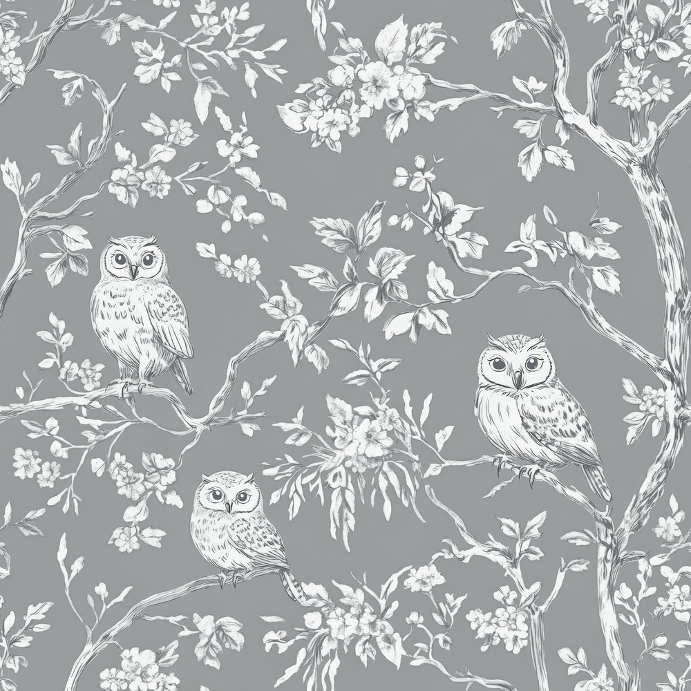 Bild på Vintage Dark Grey owls  - 1027401-03