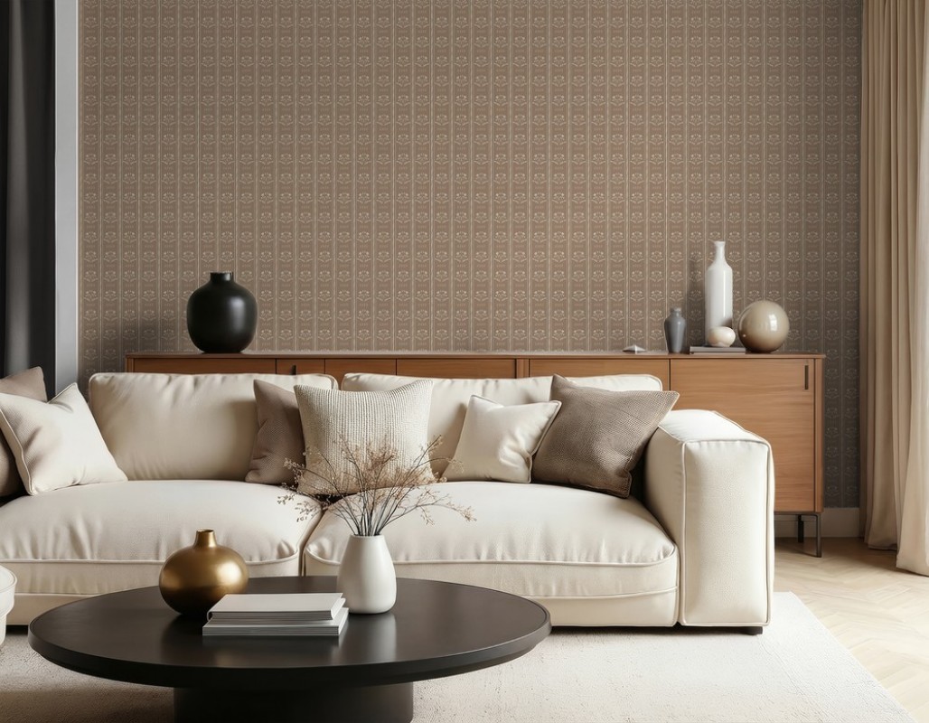 Picture of Sprig Flowers Lines and waves in Brown - 1033601-04