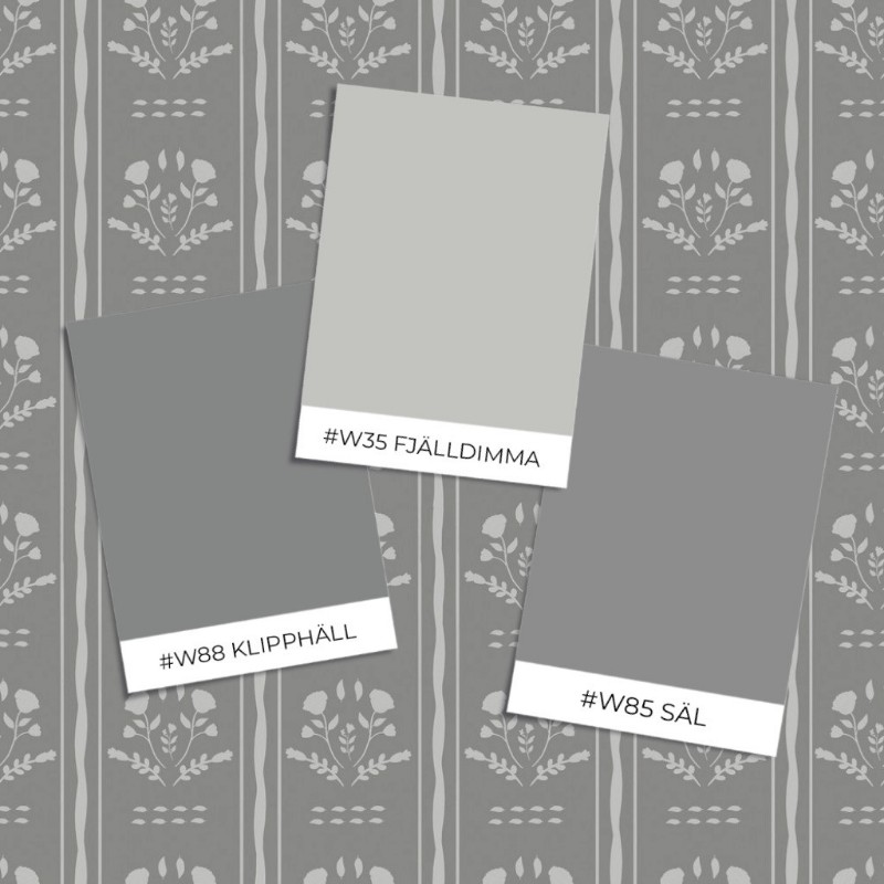 Picture of Sprig Flowers Lines and waves in Dark Grey - 1033601-06