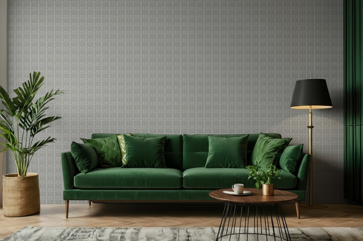 Picture of Sprig Flowers Lines and waves in Dark Grey - 1033601-06