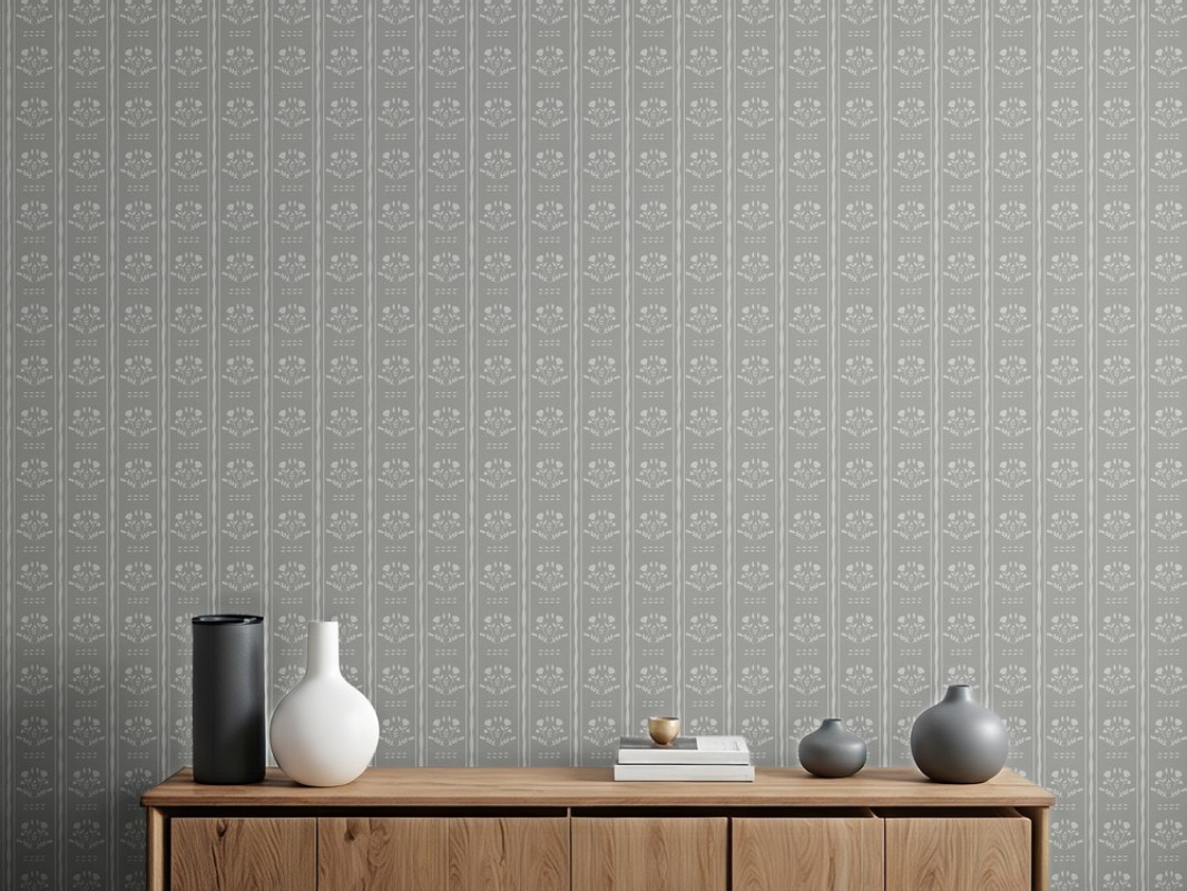 Picture of Sprig Flowers Lines and waves in Dark Grey - 1033601-06