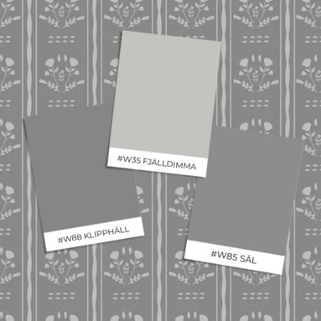 Picture of Farvesammensætning Sprig Flowers Lines and waves in Dark Grey - 1033601-06 - 09835-01