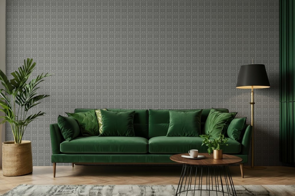 Picture of Sprig Flowers Lines and waves in Grey - 1033601-07