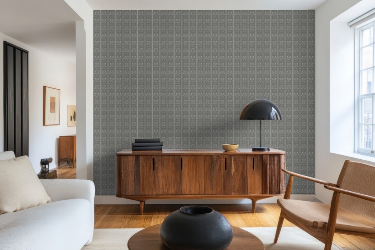 Picture of Sprig Flowers Lines and waves in Grey - 1033601-07