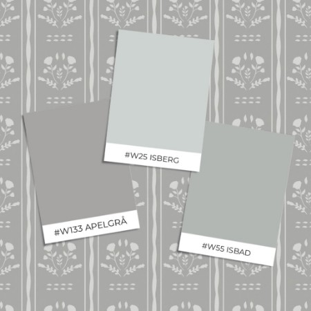 Picture of Farvesammensætning Sprig Flowers Lines and waves in Grey - 1033601-07 - 09836-01