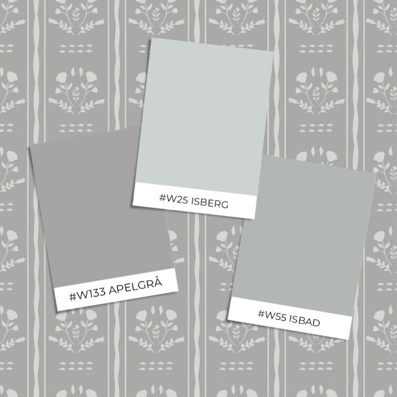 Picture of Farvesammensætning Sprig Flowers Lines and waves in Grey - 1033601-07 - 09836-01