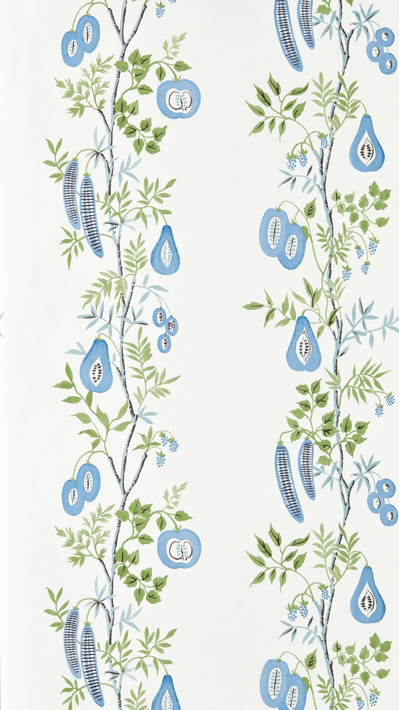 On The Vine Cornflower/Kelly Green - NPOP113383 wallpaper Scion