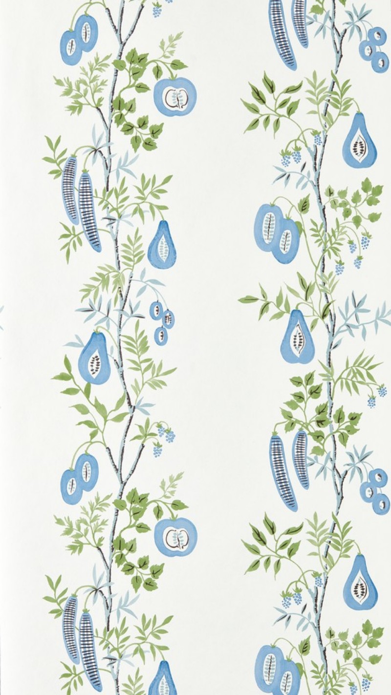 On The Vine Cornflower/Kelly Green - NPOP113383 wallpaper Scion