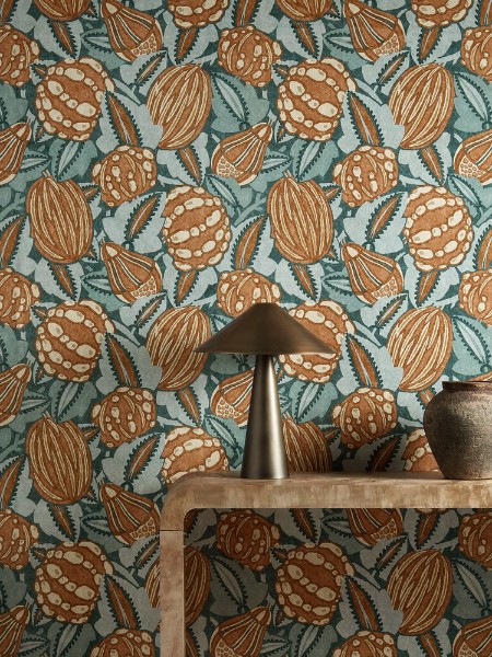 Zenith Terracotta/azul - HFUP113360 wallpaper Harlequin