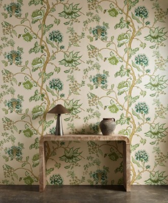 Indienne Blush/forest - HFUP113376 wallpaper Harlequin