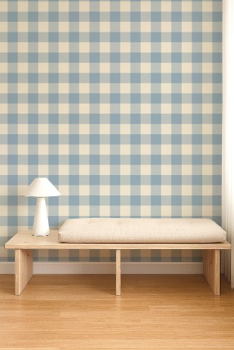 Central Check Cornflower - NPOP113416 wallpaper Scion