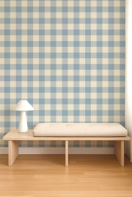 Central Check Cornflower - NPOP113416 wallpaper Scion