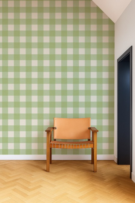 Central Check Pea Green - NPOP113417 wallpaper Scion