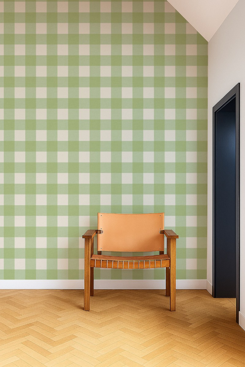 Central Check Pea Green - NPOP113417 wallpaper Scion