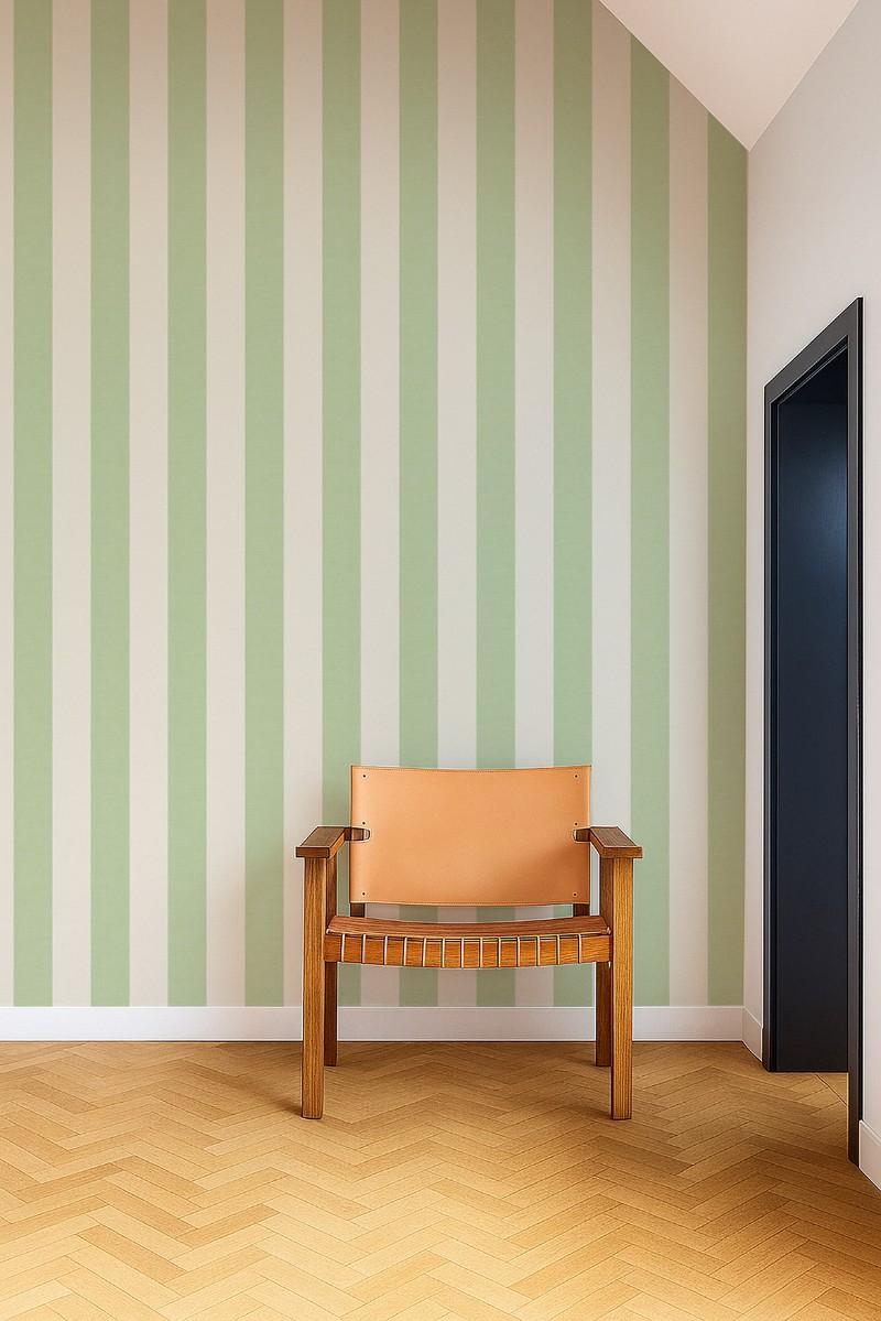 Central Stripe Pea Green - NPOP113421 wallpaper Scion