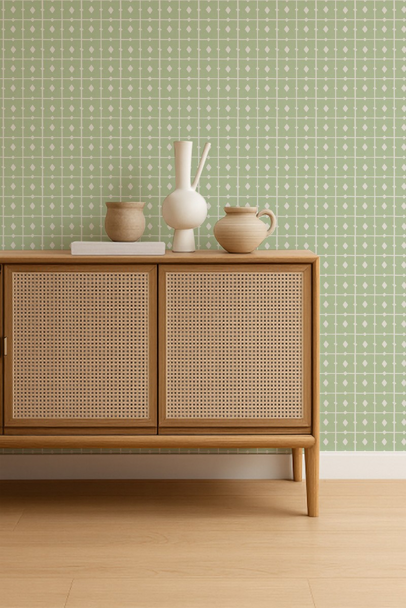 Tiles Pea Green - NPOP113423 wallpaper Scion