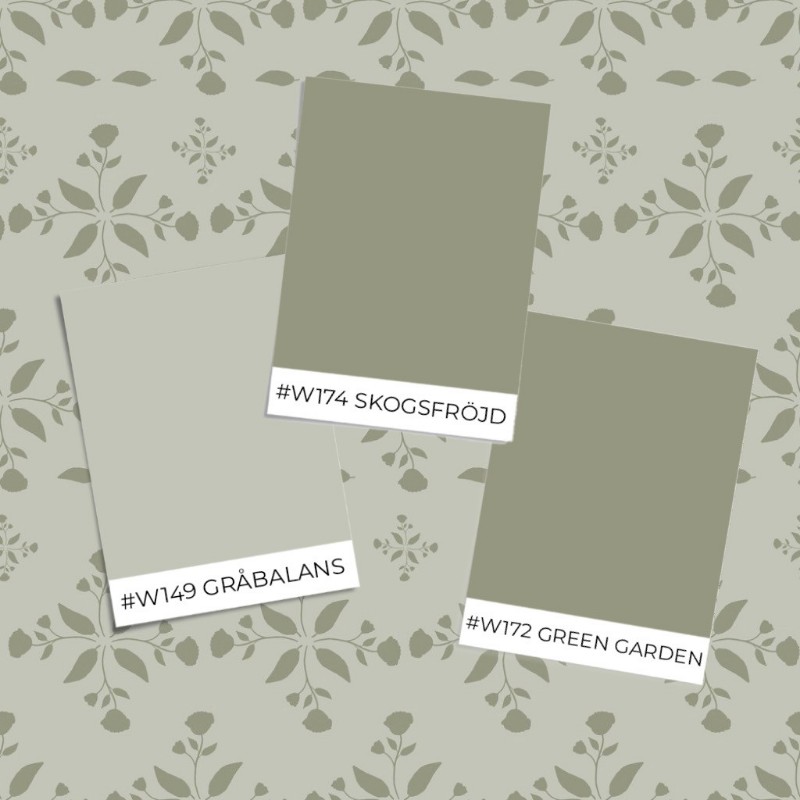 Bild på Varuprov stil - Leaves and round sprigs in Green - 1032901-01