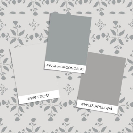 Picture of Väriyhdistelmä Leaves and round sprigs in Grey - 1032901-02 - 10532-01