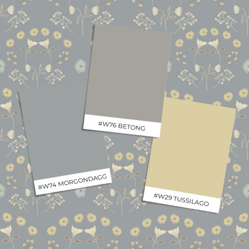 Picture of Värinäyte malli - Medaillon Poppies in Grey - 1033301-01