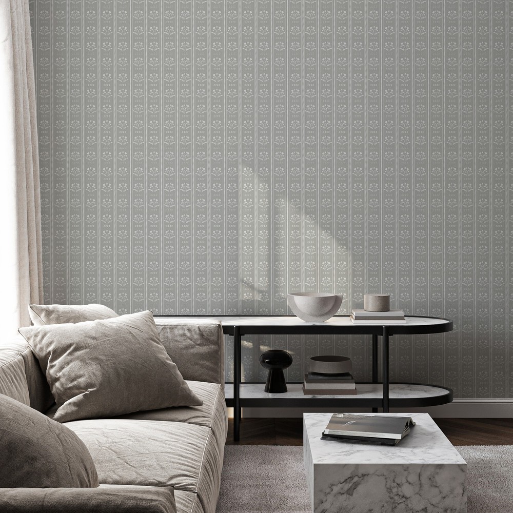 Picture of Sprig Flowers Lines and waves in Dark Grey - 1033601-06