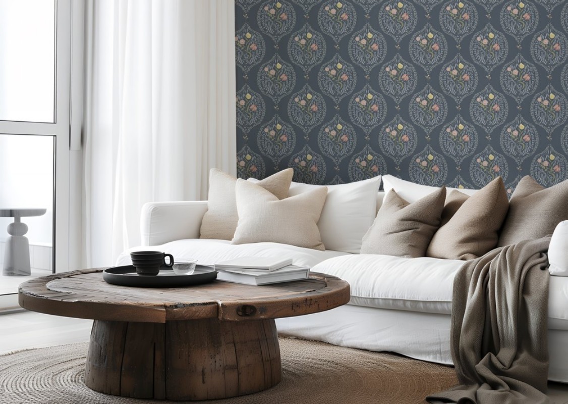 Bild på Flower bouquet in ogee Blue - 1032601-03