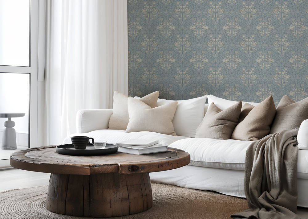 Picture of Floral Ogee cream in Blue - 1032501-01