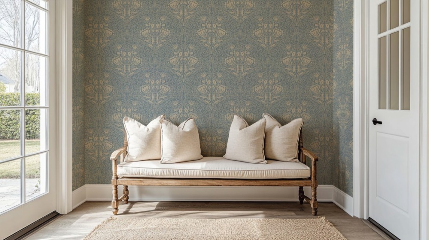 Bild på Floral Ogee cream in Blue - 1032501-01