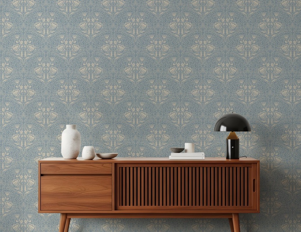 Bild på Floral Ogee cream in Blue - 1032501-01