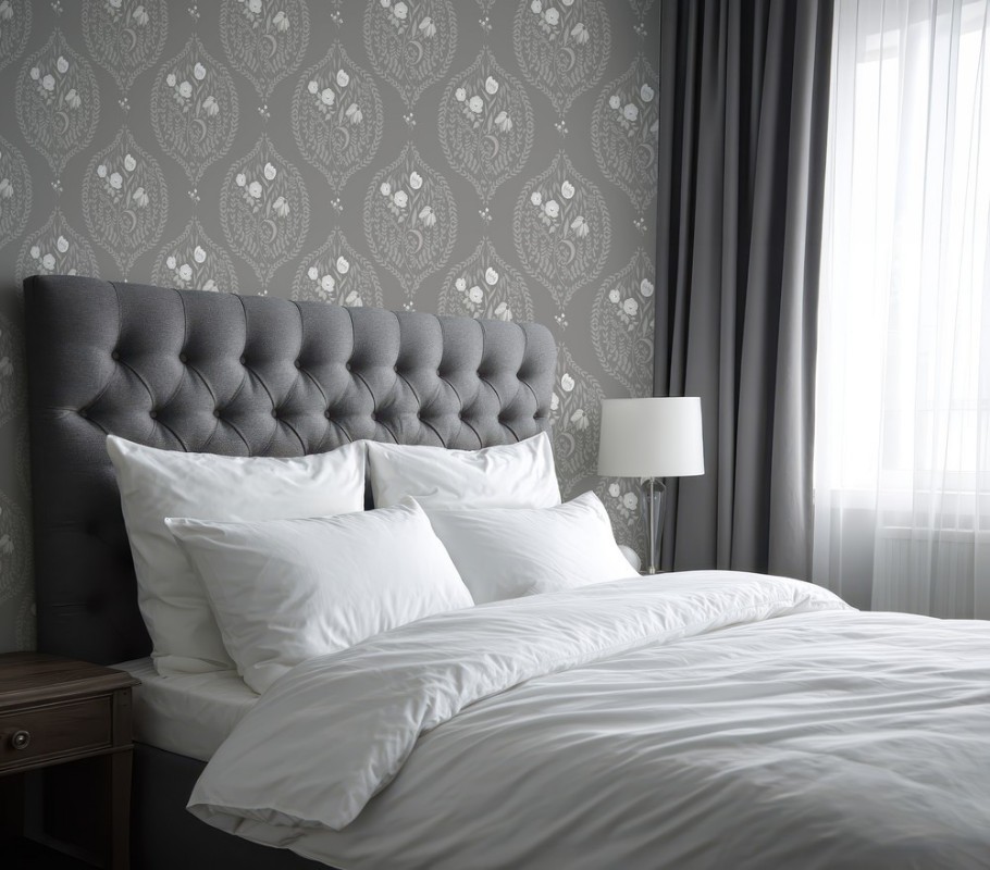 Bild på Flower bouquet in ogee Dark Grey - 1032601-06