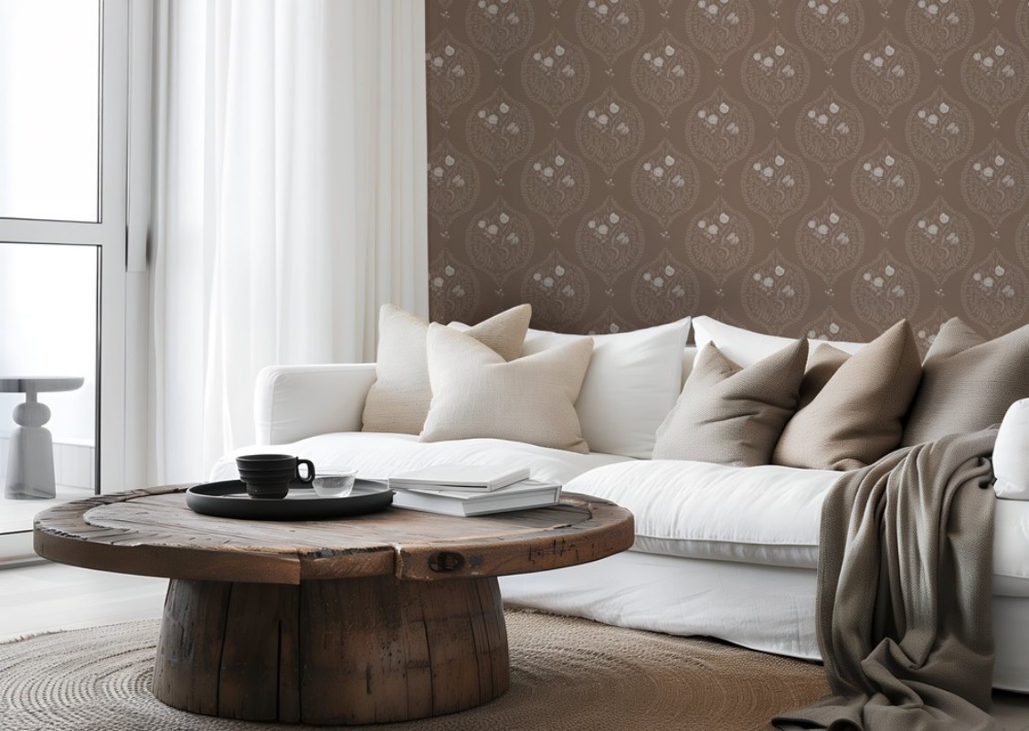 Bild på Flower bouquet in ogee solid Brown - 1032601-05