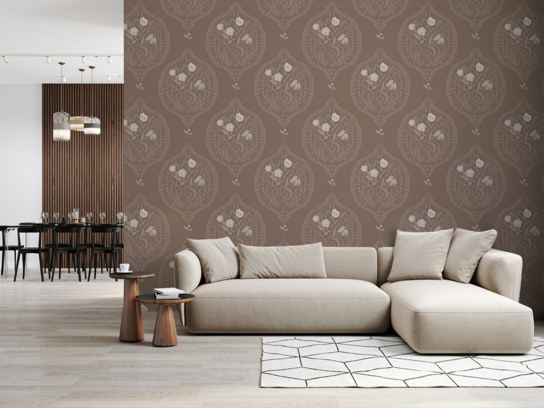 Bild på Flower bouquet in ogee solid Brown - 1032601-05