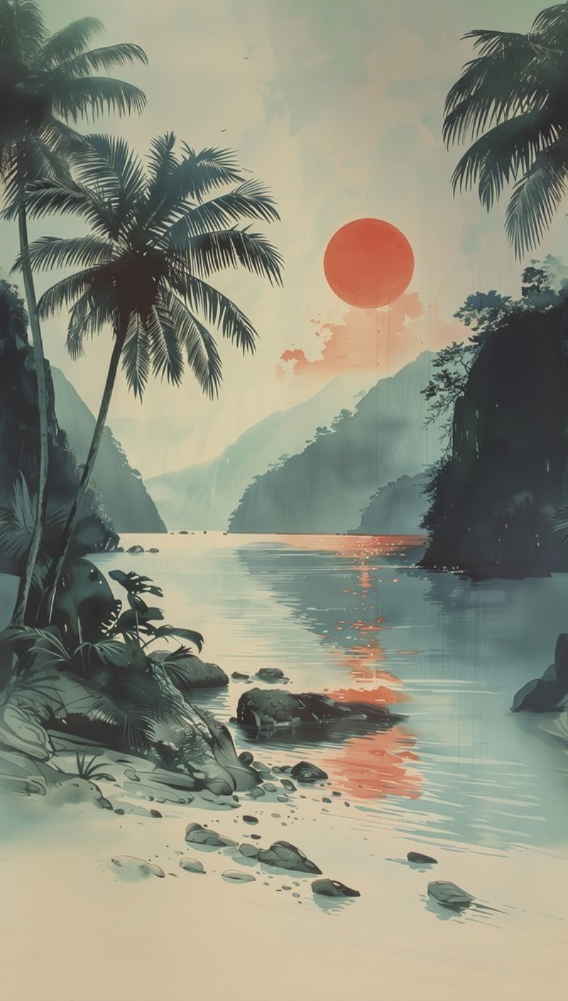 Picture of Digital Tropical Sunset - 79016-5