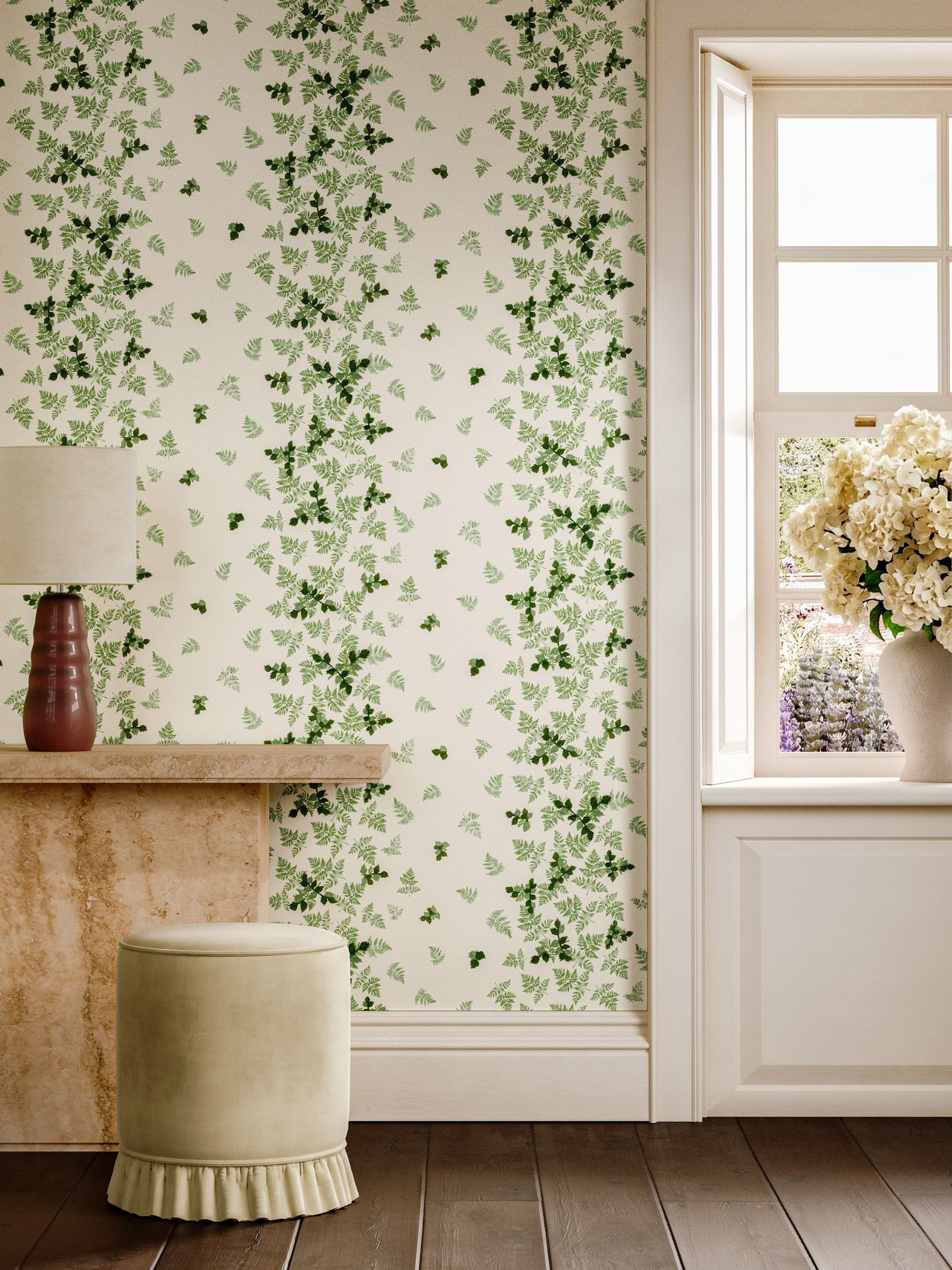 Alices Fern Silver/Green - SAX0078-01 wallpaper Sanderson